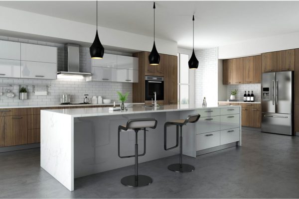 Before photo of an outdated Downey CA kitchen with closed layout and old cabinets